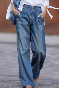 Blue Slouchy Wide Leg Jeans