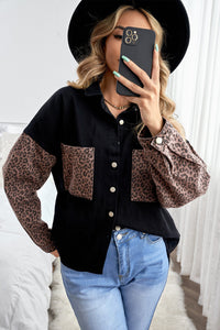 White Contrast Leopard Denim Jacket