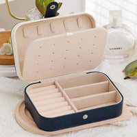 Portable Jewelry Storage Box Travel Organizer Jewelry Case Leather Storage Earrings Necklace Ring Jewelry Organizer Display