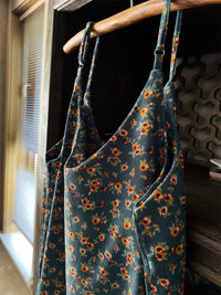 ◆ Thick Corduroy ~ Floral Warm Oversized Swing Autumn and Winter Inner wear Suspender Skirt Dress