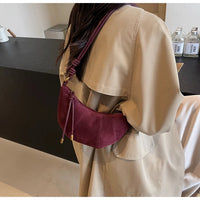 Velvet Material Zipper 2024 High Quality Shoulder Bag Solid Color Simple Fashionable Crossbody Bag Soft Western Style Handbag