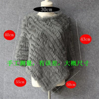 23 Colors Lady Real Rabbit Fur Poncho Weave Autumn Winter Shawl Coat Fashion Patchwork Casual Batwing Sleeves Pullovers Capes