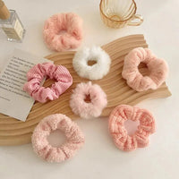 7 Pcs/Set Women Hair Scrunchies Set Plush Solid Hair Band for Girls Ponytail Holder Rubber Bands Hair Ties Hair Accessories