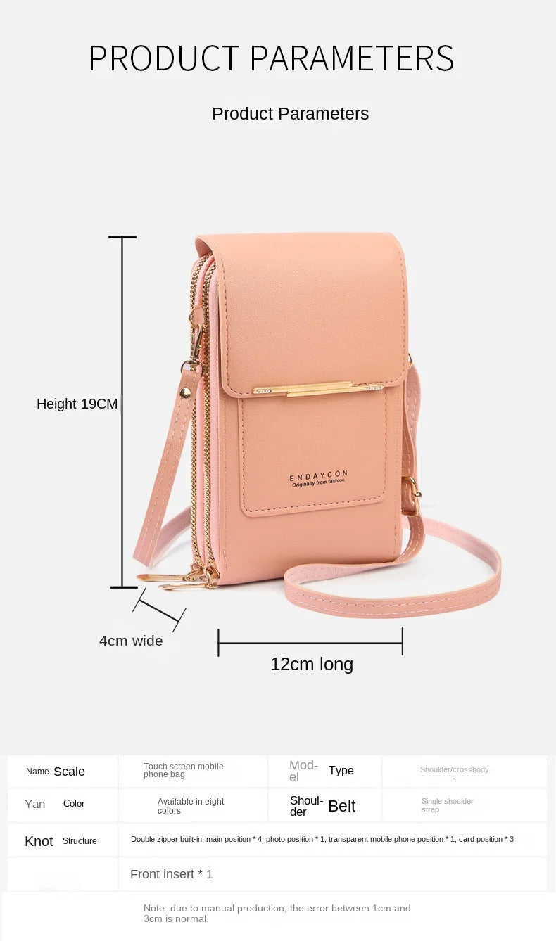 Crazy Bag Fashion Touch Screen Lock Cell Phone Bag Women's Mobile Phone Card Holder Crossbody Shoulder Bag