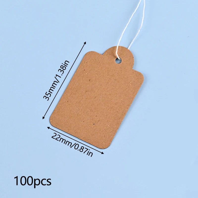 100pcs Price Label Tags String Tie Watch Jewelry Display Merchandise Price Label Paper Cards DIY Rectangular Blank Price Tag