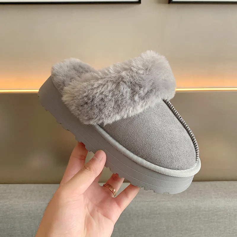 Fur Slippers Women Winter Plush Sandals  Luxury Slip on Platform Slides Female Thick Sole Designer Cotton Home Shoes