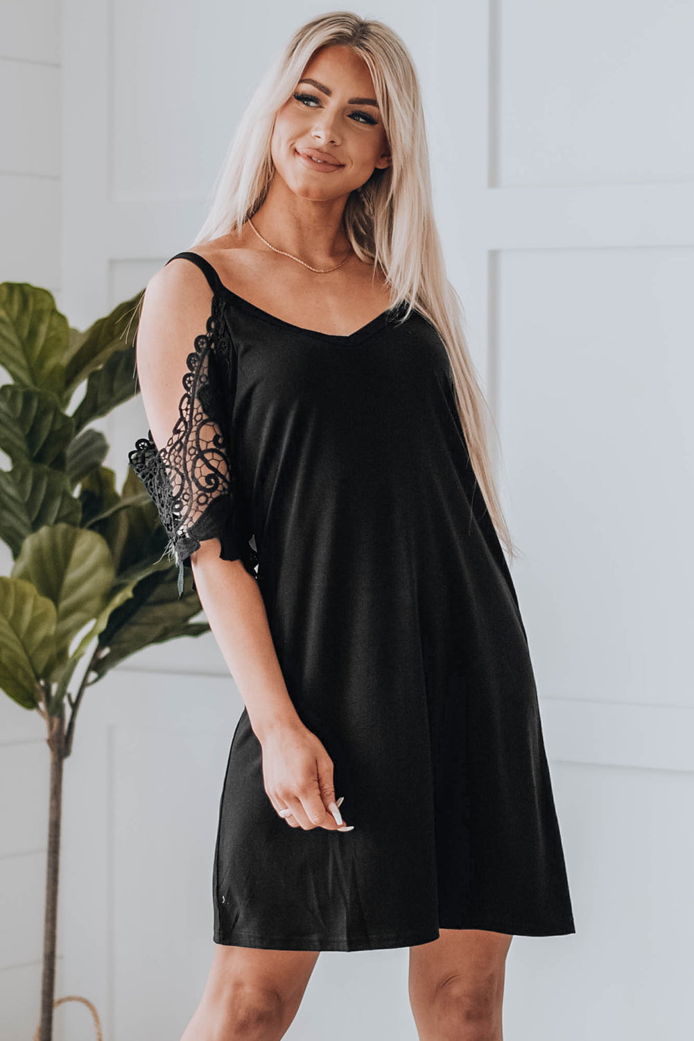 Blank Apparel - Black Cold Shoulder Mini Dress