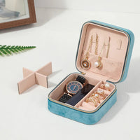 Velvet Jewelry Box For Women Necklace Ring Earrings Organizer Holder Travel Portable Zipper Square Jewelry Storage Case