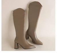 Plus Size 34-43 New Women Boots Zipper Thick High Heels Simple Thick High Heels Autumn Winter Boots Knee High Botas