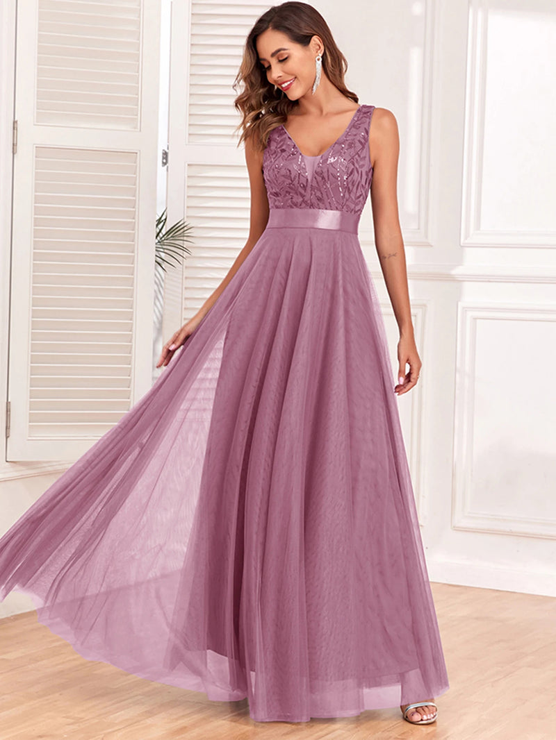 Sexy prom bridesmaid dresses for women elegant mesh birthday evening party dress woman backless maxi sequin summer dress vestido