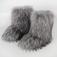 Winter Shoe Women's Winter Fluffy Faux Fox Fur Boots Woman Plush Warm Snow Boots Luxury Footwear Girls' Furry Fur Bottes Fashion