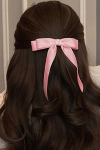 Pink Satin Knot Bow Hair Clip