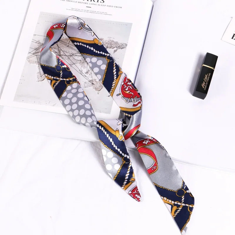 New Print Flower Small Scarf for Women Handle Bag Ribbons Brand Fashion Head Scarf Small Long Skinny Scarves Wholesale Headbands