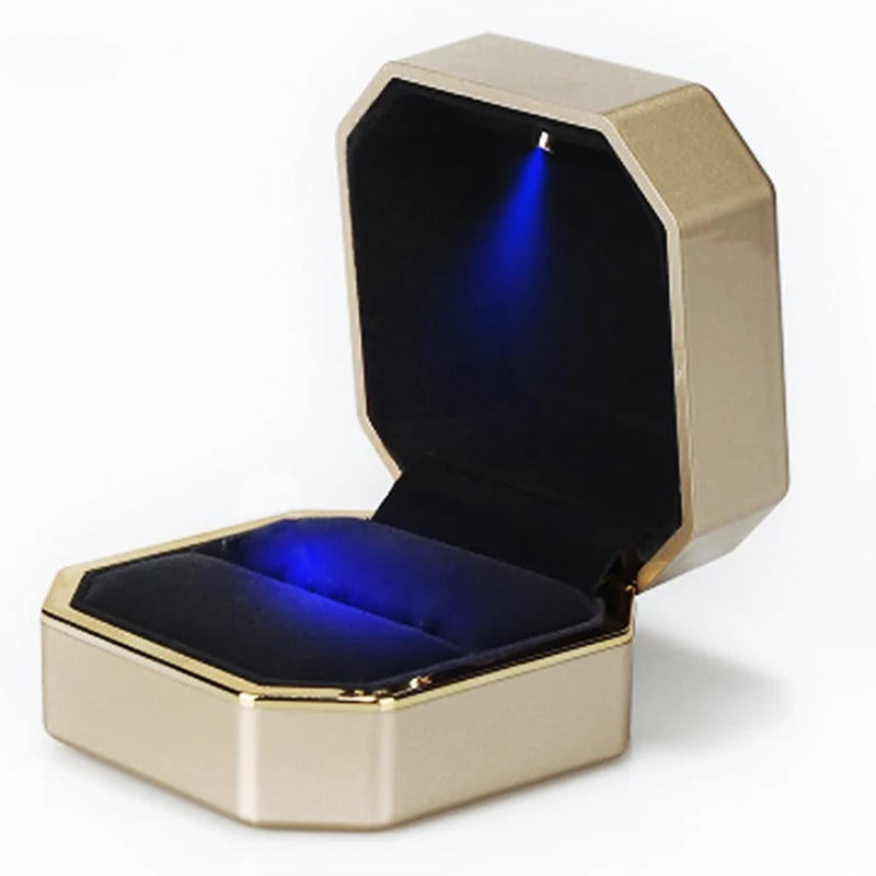 1 Pcs LED Jewelry Ring Box Luxury Velvet Rubber Necklace Pendant Gifts Display With Light For Proposal Engagement Wedding Case