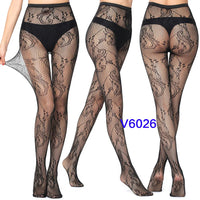 Women Sexy Fishnet Tights Jacquard Weave Seamless Pantyhose Yarns Garter Grid Fish Net Stockings Black Spider Gothic Lace Tights