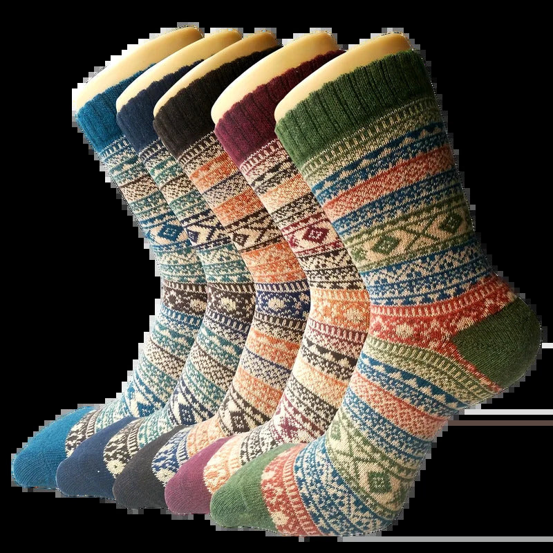 5 Pairs Women's Autumn Winter Wool Socks Warm Soft Mid Length Socks Ultra Thick Harajuku Women's Antifreeze Cashmere Short Socks