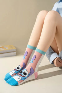 1 Pair New Design Cartoon Long Men Socks Stitch Kawaii Women Socks creative Skateboard socks Fashion knee-high Socks Size 34-42