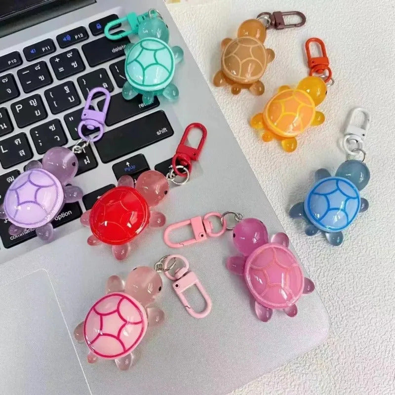 Cute Glow in The Dark Turtle Keychain for Women Girls Backpack Pendant Colorful Tortoise Keyring Student DIY Accessories Gift