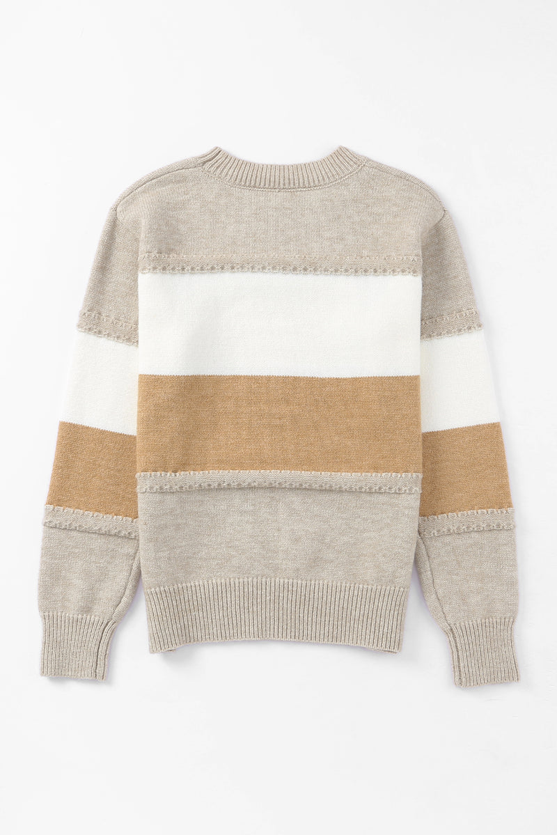 Multicolor Chunky Striped Mock Neck Pullover Sweater