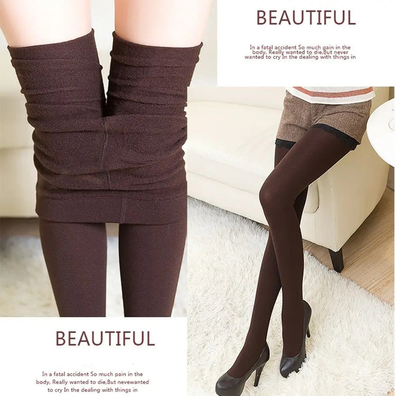 Thick Thermal Full Hosiery Winter Clothing Accessories Women's  Pantyhose Full Foot Tights Pants Fleece Leggings