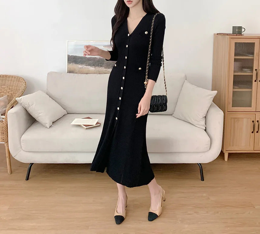 Summer Midi Dress Women Knitted Black Bodycon Korea Style Ruffle Ladies Dresses Elegant Fashion Casual Woman Dress 2024