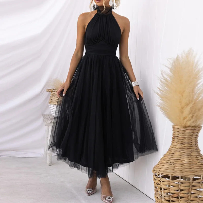 Sexy Women Lantern Sleeve V Neck Solid Maxi Dress Elegant Autumn Ladies Gauze Party Dress Fashion Femme Princess Dress Vestidos