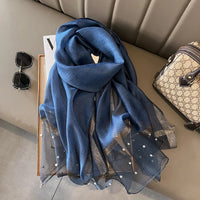 2024 Luxury Brand Women Fashion Scarf Plain Solid Silk Linen Shawls Scarves Summer Lady Bandanas Foulard Hijab