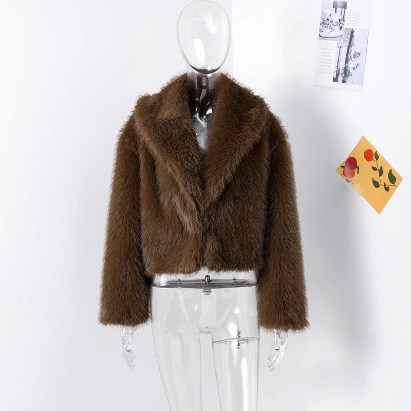 Street Women's Long Fluffy Fur Coat With Belt Slim Lapel Long Sleeve Thicken Overcoat 2024 Winter Lady Elegant Luxury Outwear