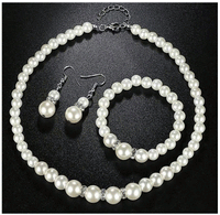 4 Pcs Women's Pearl Jewelry Set Simulated Pearls Fashion Simplicity Girl Versatile Earrings Necklaces Bracelets Jewelry Set