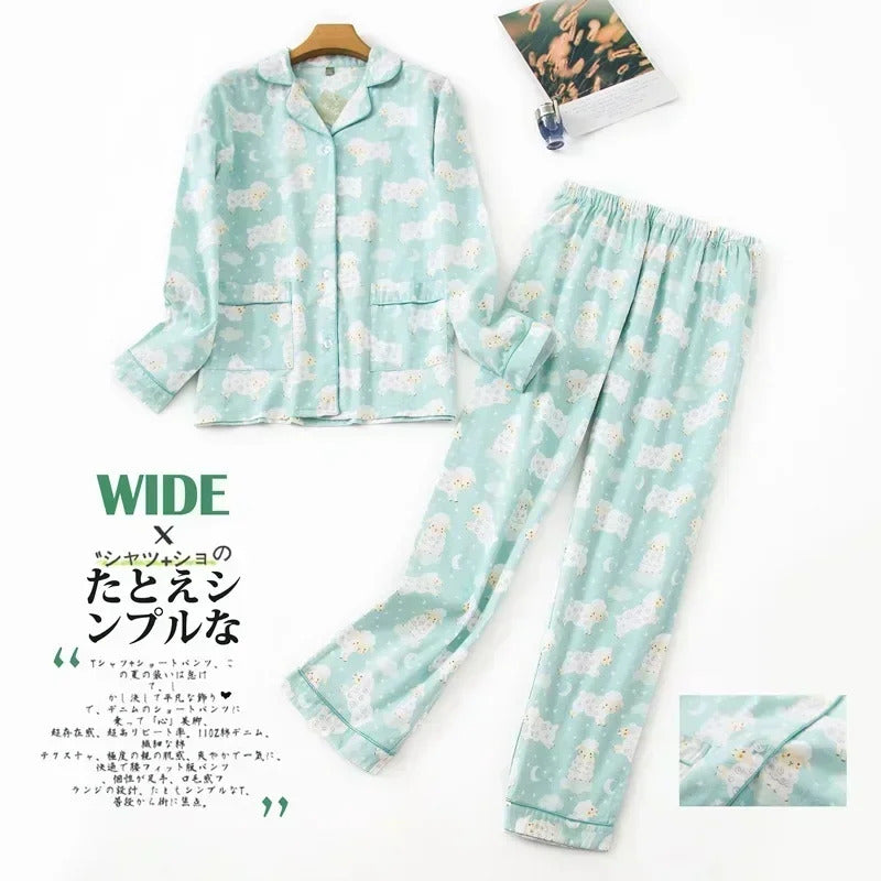 Women's Pajamas Plus Size S-XXXL Clothes Ladies Flannel Cotton Home Wear Suit Autumn Winter Pajamas Plaid Print Sleep Tops