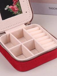 Velvet Jewelry Box For Women Geometric Sqaure Jewelry Storage Case Necklace Ring Earrings Travel Portable Zipper Boxes