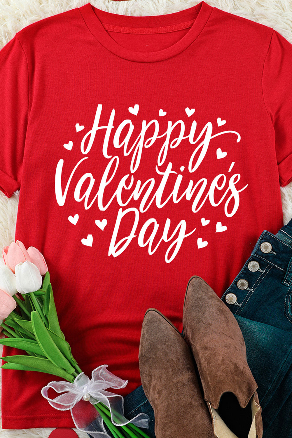 Red Happy Valentine's Day Heart Graphic Tee