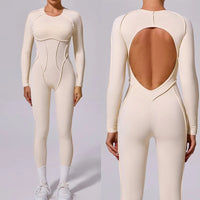 New Autumn/Winter Women's One-piece Yoga Jumpsuit leggings Long-sleeved Sexy Backless Slim Fit Sports Outfit