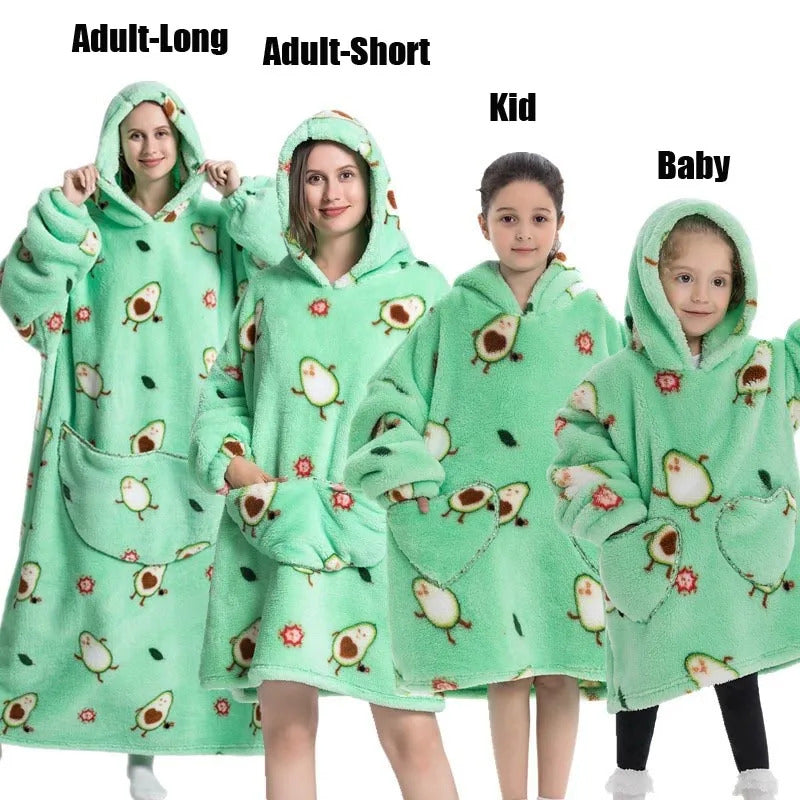 Winter Hoodies Sweatshirt Women Men Pullover Fleece Giant TV Oversized Blanket with Sleeves Adult Halloween Pumpkin Clothing