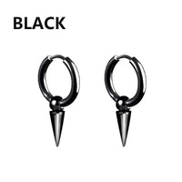 1 Pairs Punk Stainless Steel Stud Earrings Black Earrings Set For Men Women Vintage Hip Hop Piercing Ear Jewelry Accessories