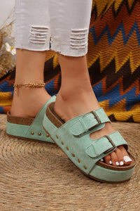 Suede Buckle Decor Footbed Sandal Slippers