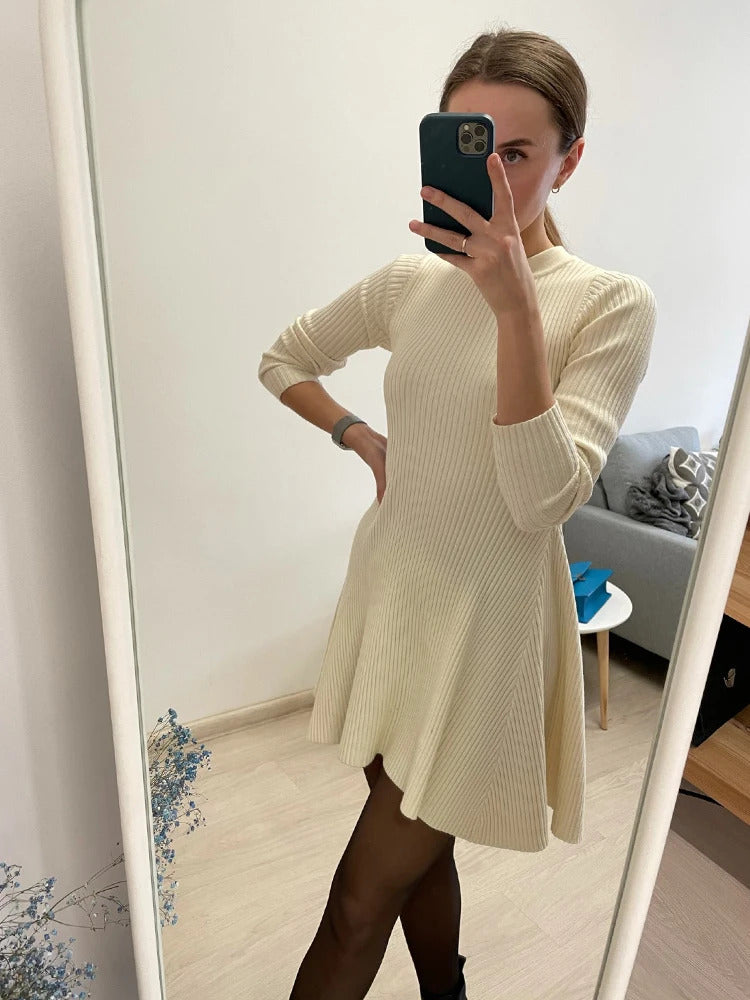 HLBCBG basic autumn winter short aline thick sweater dress elegant knit dress women slim mini dress Female chic knit sexy dress