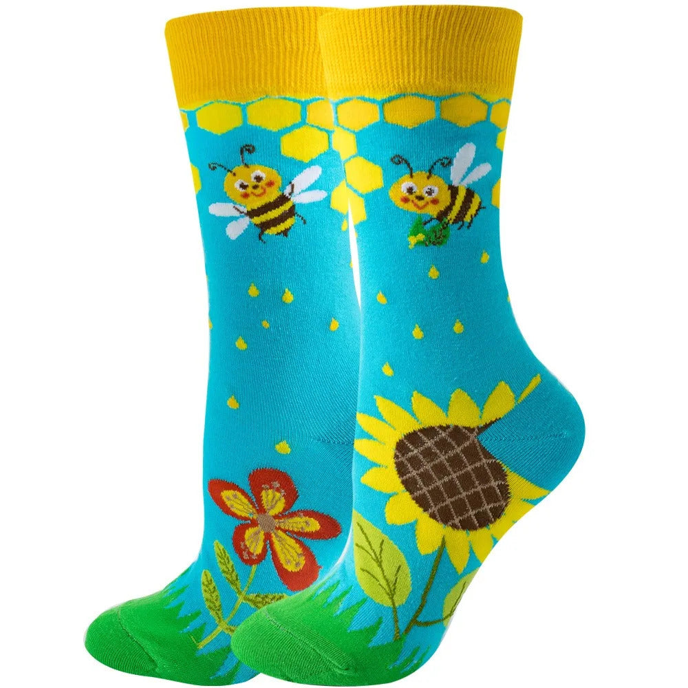 New Fashion Colorful Funny Happy Casual Women Socks Dress Harajuku Cute Animal Cartoon Men's Socks