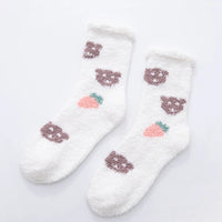 2 Pairs Cute Cow Spots Print Socks, Thickened & Warm Coral Fleece Socks, Women's Stockings & Hosiery