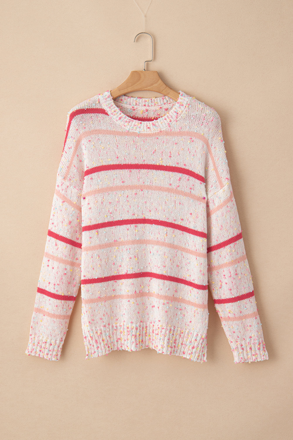 Pink Striped Confetti Knit Sweater