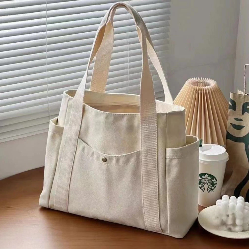 Large Capacity Canvas Tote Bags for Work Commuting Carrying Bag College Style Student Outfit Book Shoulder Bag Shopping Bag