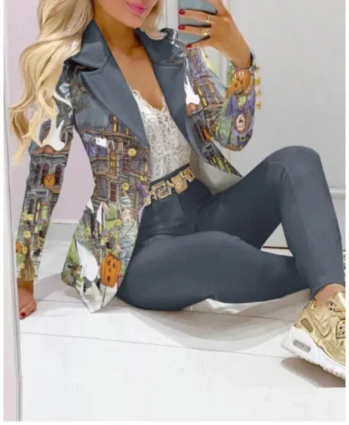 New 2025 Formal Office Pant Sets Women 2PCS Double Breasted Solid Blazers Jacket and Pants Two Pieces Set Female Pant Suits Sets