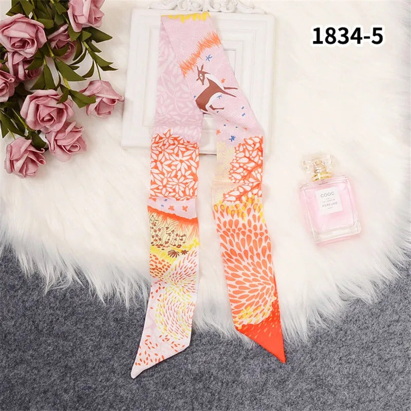 Horse Printing Bag Scarf 2024 New Small Skinny Silk Scarf Women Luxury Brand Foulard Women Tie Fashion Head Scarves For Ladies