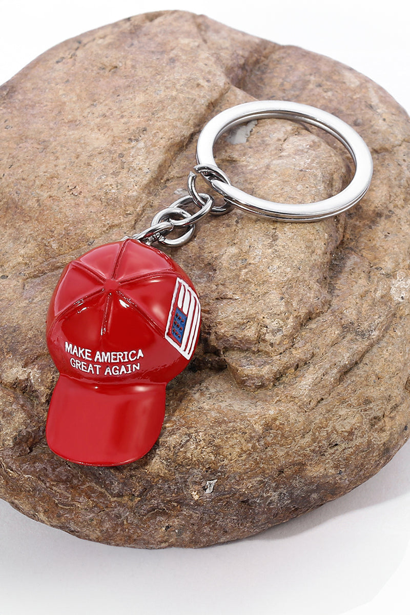 Fiery Red Make America Great Again Cap Pendant Keychain