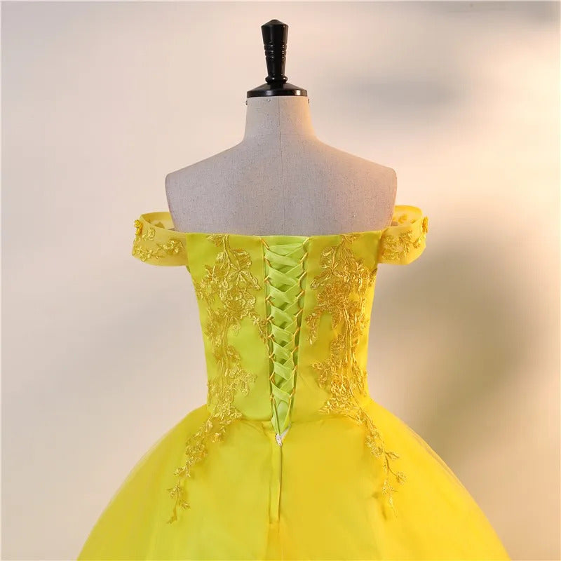 Ashley Gloria Yellow Party Dresses 15quinceanera Dresses 2024 Elegant Ball Gown Classic Lace Vestidos Customized B01