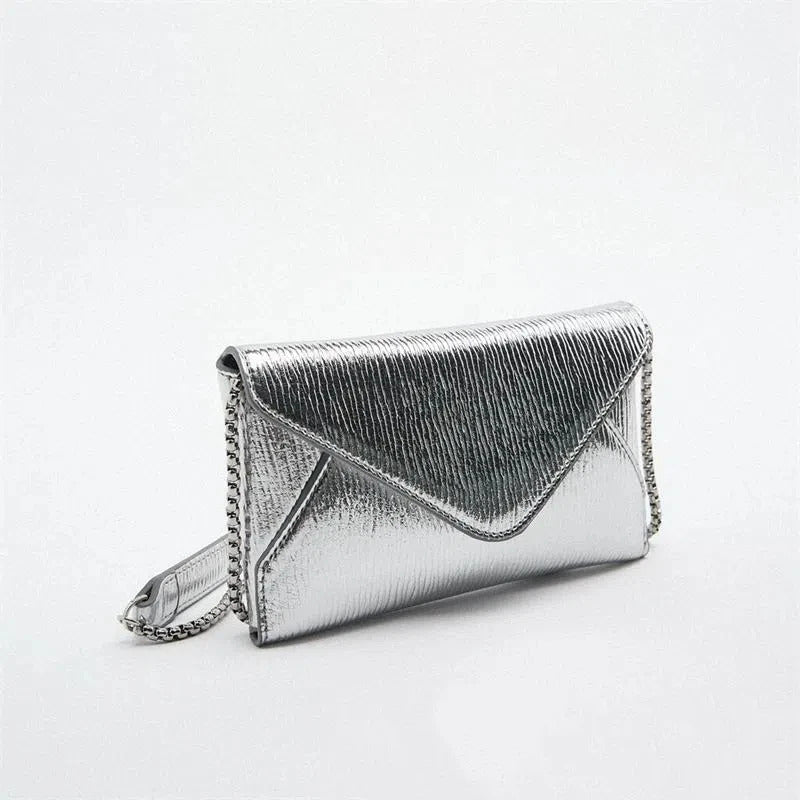 Women's Bag, Fashionable Single Shoulder Small Square Bag, Mini Chain Envelope, Crossbod Bag Women Silver Handbags