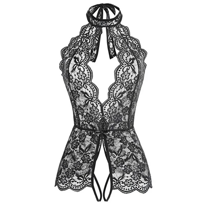 Sexy Open Bodysuit  Underwear For Women Lace Perspective Night Skirt Sex Costumes Erotic Lingerie  Corsets bra and panty set