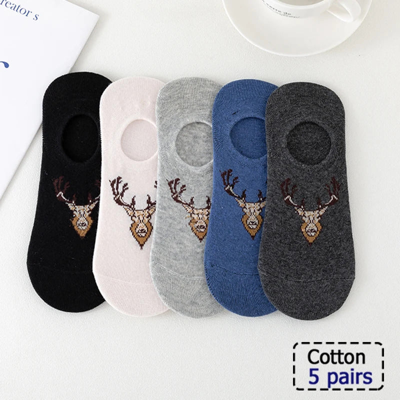 3/5/6/10 Pairs of WOMEN and MEN Cotton Socks, Casual Breathable Short Socks, and Girls' Cartoon Bear Low Cut Ankle Boat Socks