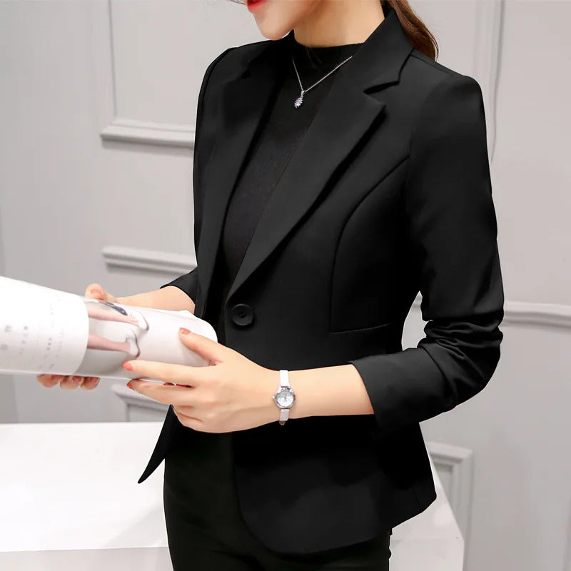 Women's Blazer 2022 Red Long Sleeve Blazers Pockets Jackets Coat Slim Office Lady Jacket Female Tops Suit Blazer Femme Jackets