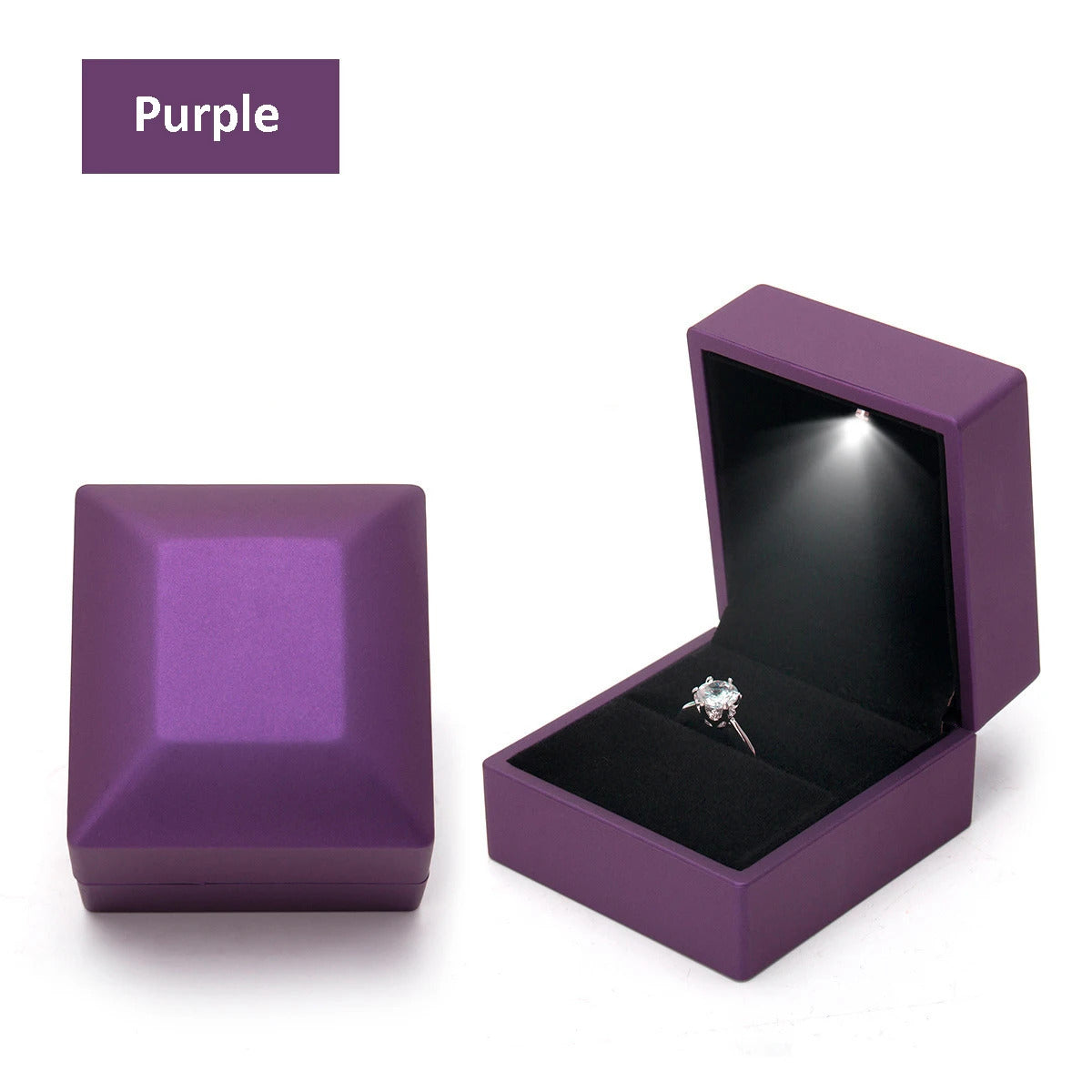 1 Pcs LED Jewelry Ring Box Luxury Velvet Rubber Necklace Pendant Gifts Display With Light For Proposal Engagement Wedding Case